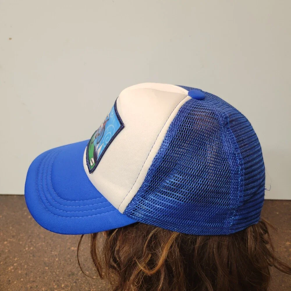Mega Cap Trucker Hat Toddler Blue White Goat Biking Mesh Adjustable Snapback